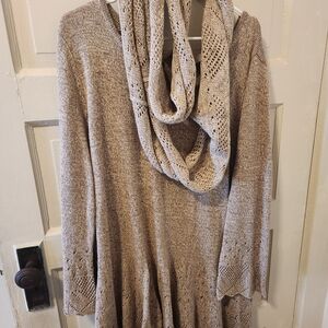 Elegant Tan Women's Sweater with Scarf